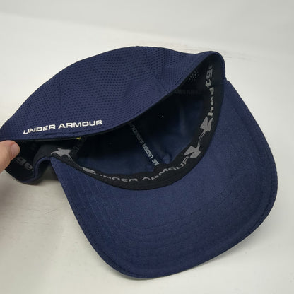 Under Armour Baseball Cap Blue L Mesh Stretch Fit Embroidered Logo Athletic Hat