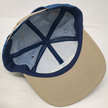 K-Products Snapback Hat Blue Beige OS Hilleshog Sugarbeet Seed Denim Vintage