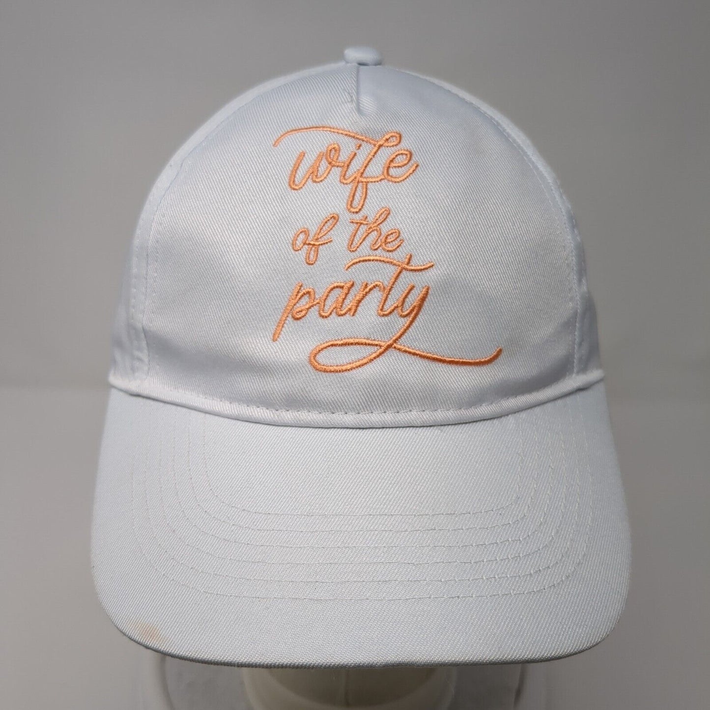 Wife Of The Party Strapback Hat White One Size Adjustable Embroidered Polyester