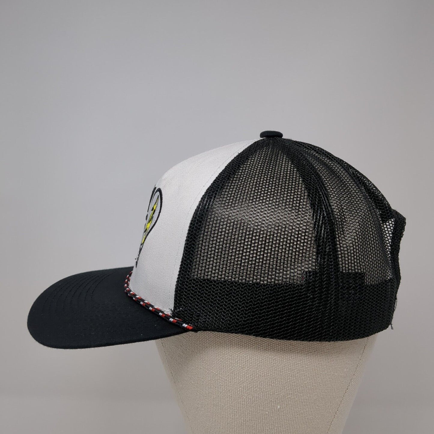 Thry Ving Media Snapback Rope Trucker Hat Black One Size Mesh Back