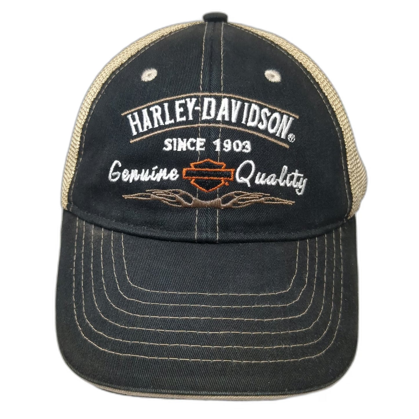 Harley-Davidson Trucker Hat Black One Size Mesh Snapback Bar & Shield Logo