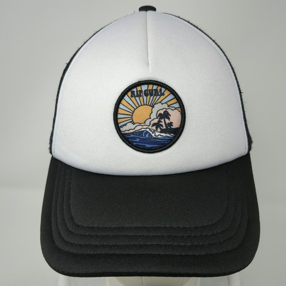 Rip Curl Trucker Hat Black One Size Mesh Snapback Surf Graphic Patch Beach Sun