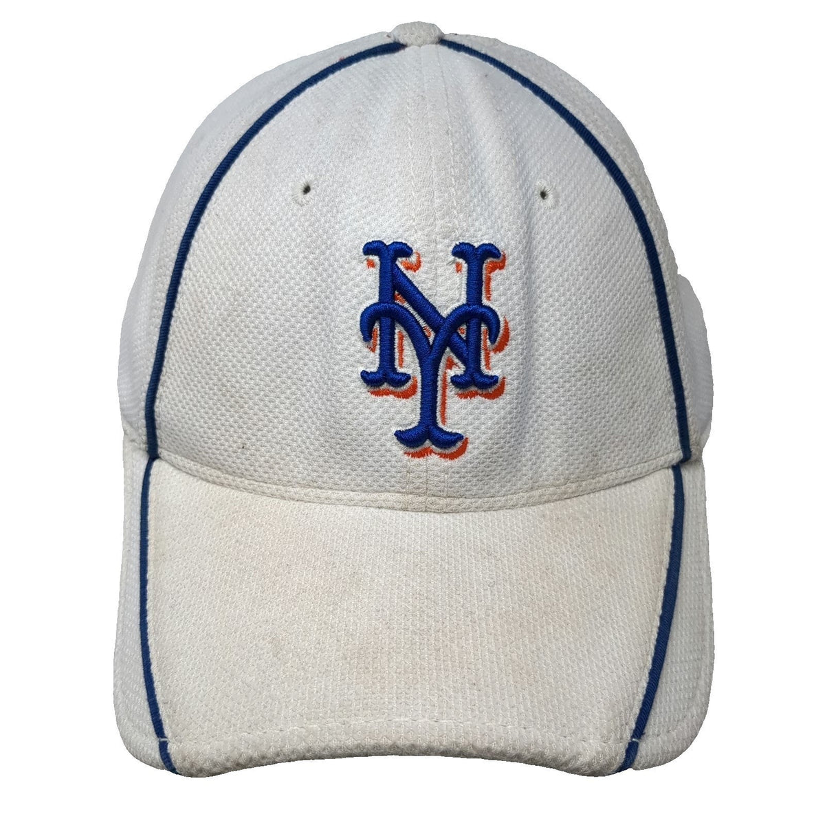 New York Mets MLB New Era Baseball Cap White XL 39THIRTY Blue Orange Logo Hat