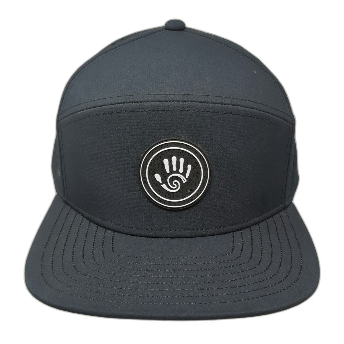 Melin Trucker Hat Black L Hydro Trenches Perforated Snapback Brim Rubber Logo