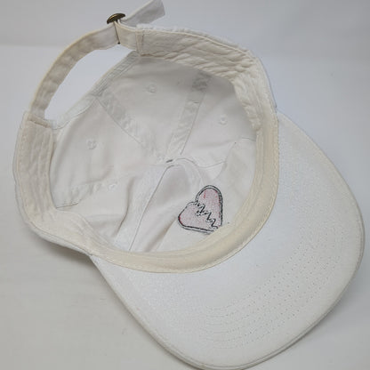 Broken Heart Slideback Baseball Cap White One Size Adjustable Embroidered Cotton