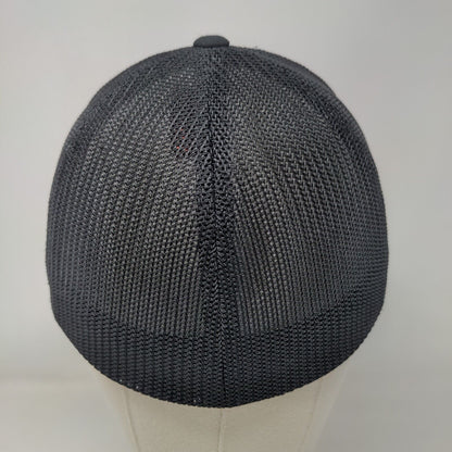 Inland Fitted Mesh Back Trucker Hat Black One Size Embroidered Flexfit