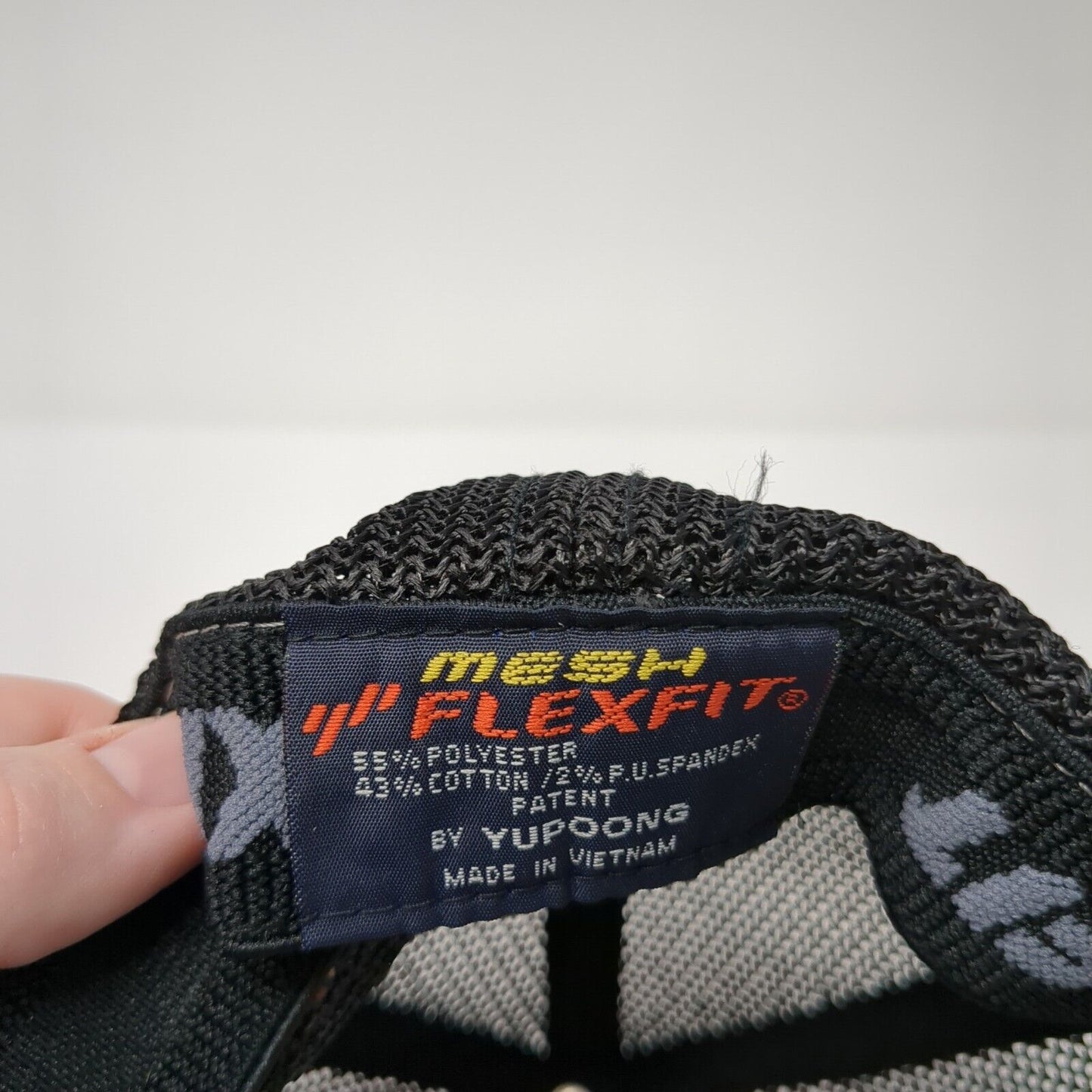 Steady Rush Fitted Trucker Hat Black One Size Mesh Flexfit 6 Panel Yupoong