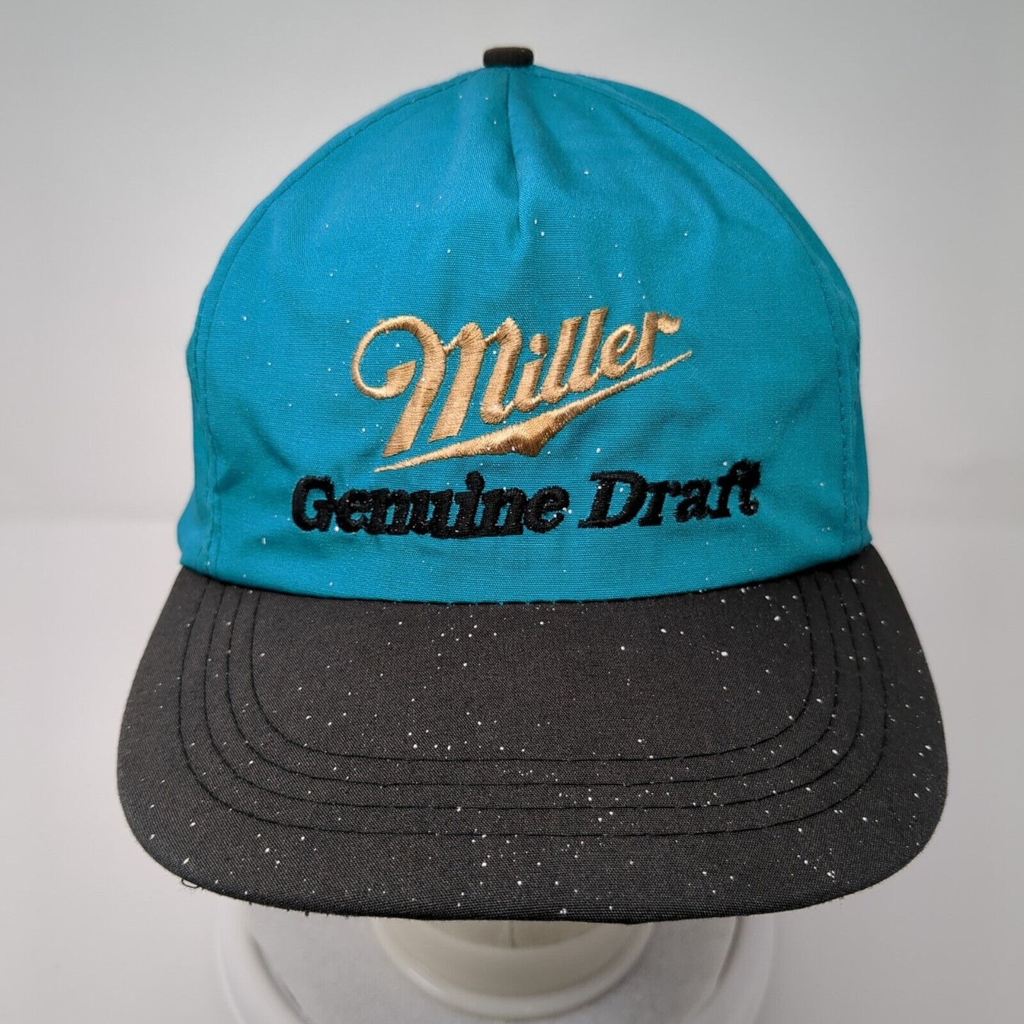 Miller Genuine Draft Snapback Trucker Hat Blue Black Embroidered Logo