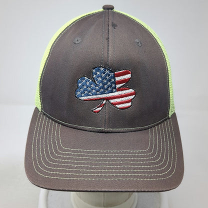 Fahrenheit Trucker Hat Brown Green One Size American Flag Shamrock Mesh Snapback