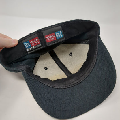 New Era Fitted Hat Blue 6 7/8 Solid Blank 6 Panel Vent Holes Outdoor