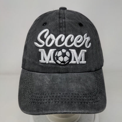 Soccer Mom Ponyback Slideback Hat Gray One Size Adjustable Embroidered Cotton