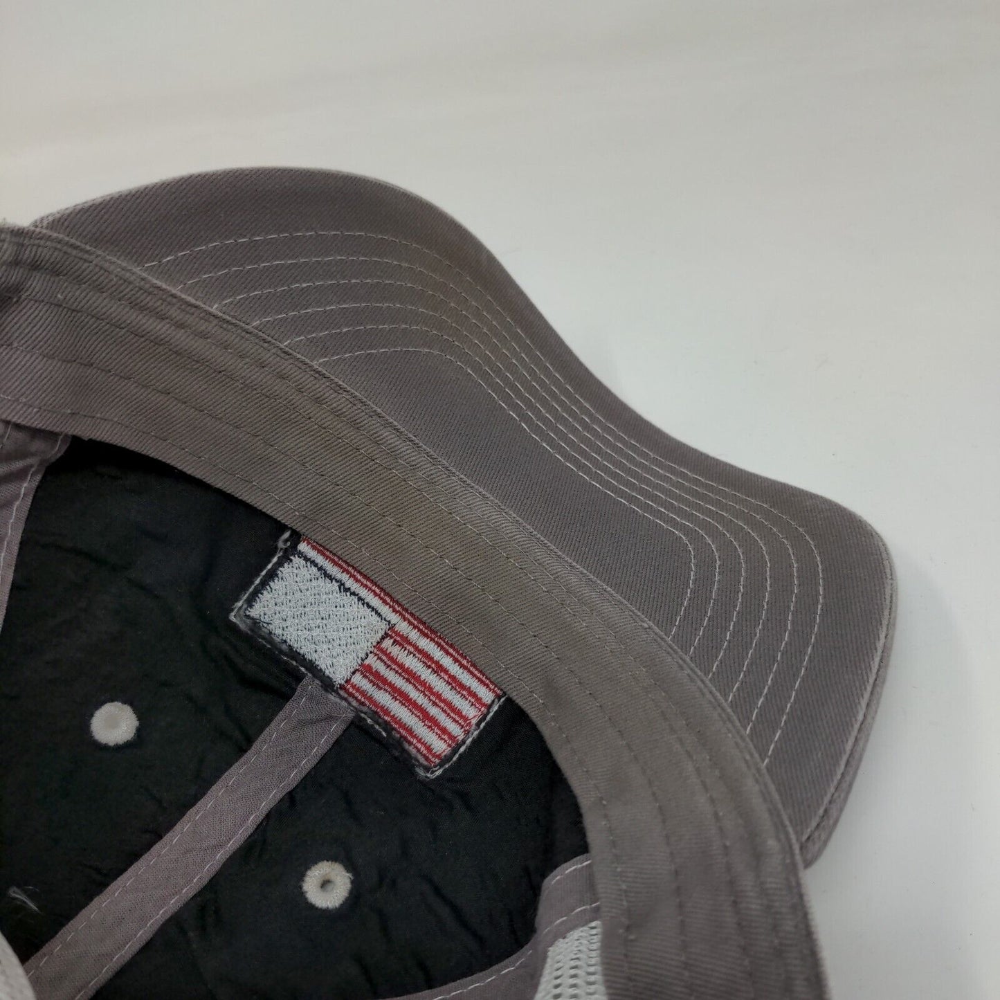 USA Flag Strapback Hat Gray One Size Adjustable Patriotic Mesh Back Polyester