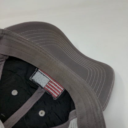 USA Flag Strapback Hat Gray One Size Adjustable Patriotic Mesh Back Polyester