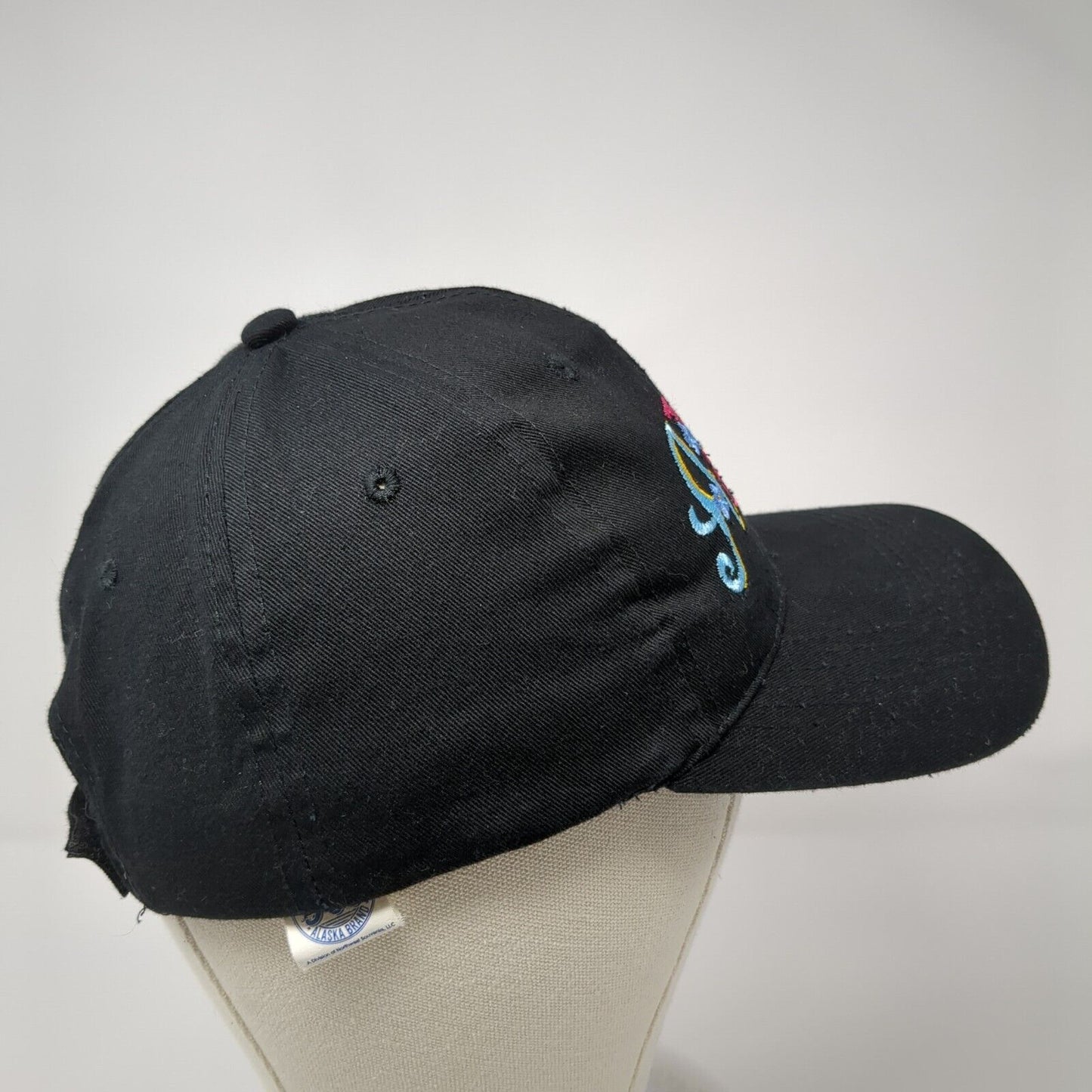 Alaska Strapback Hat Black One Size Adjustable Embroidered 6 Panel