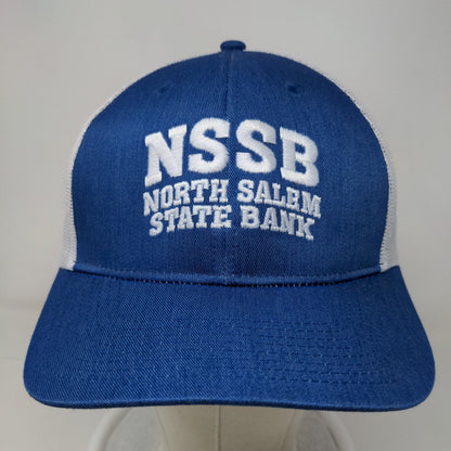 North Salem State Bank Men's Snapback Mesh Back Hat Blue White Embroidered Logo