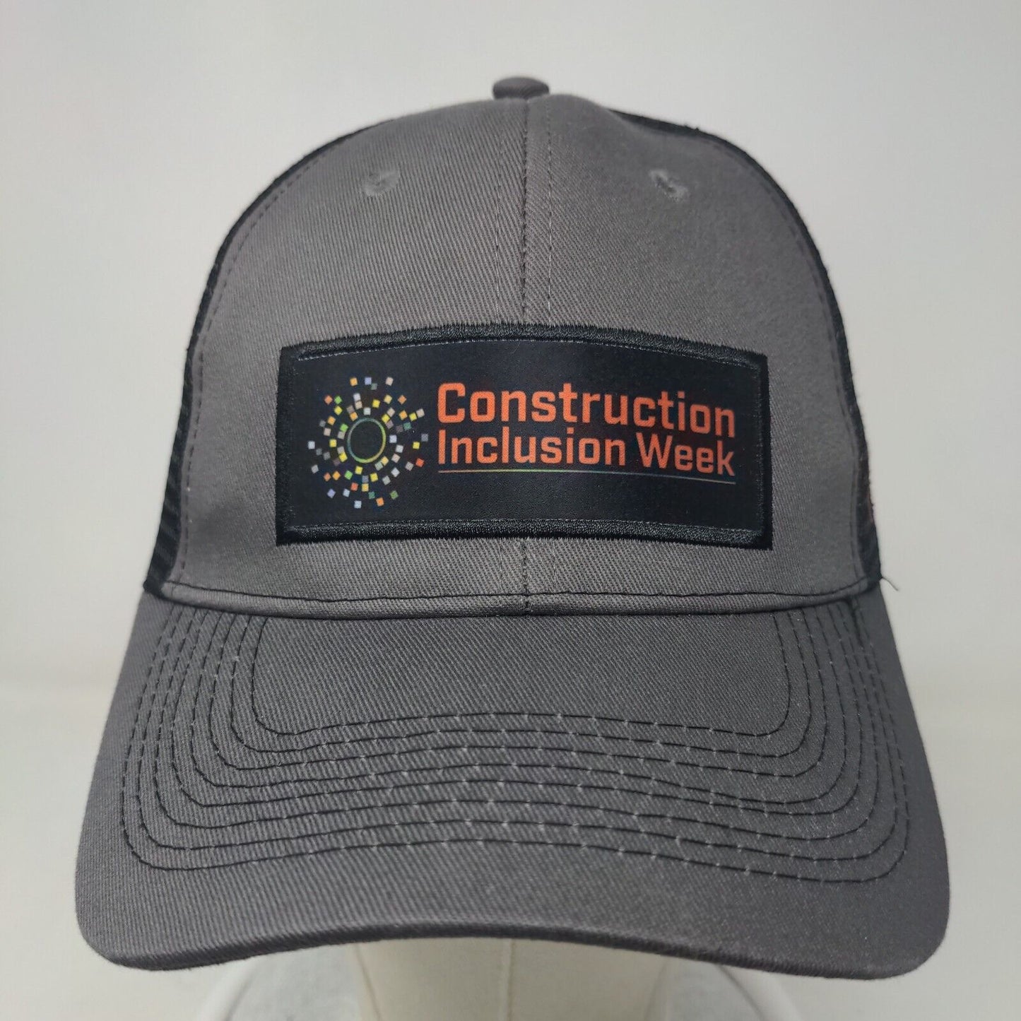 Construction Inclusion Week Snapback Mesh Back Trucker Hat Gray One Size