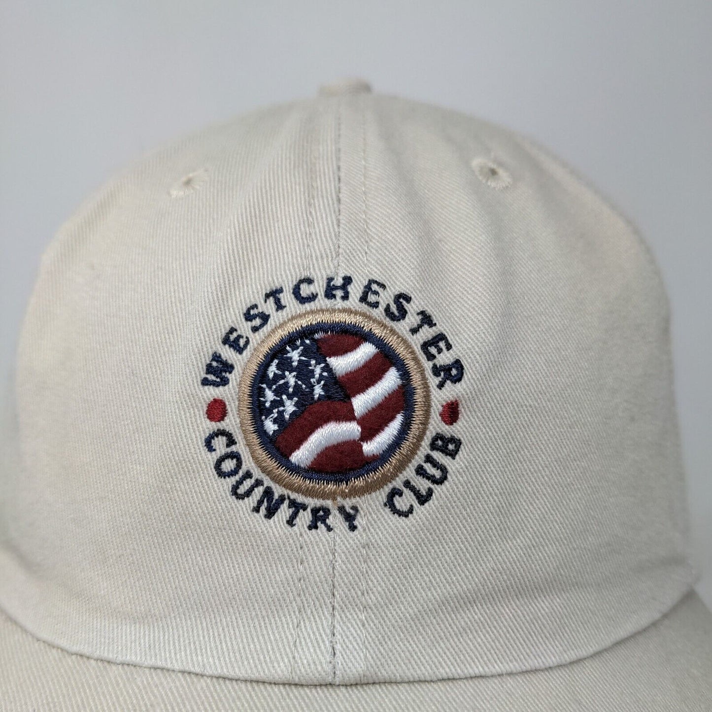 Ahead Men's Slideback Hat Tan Adjustable Embroidered Westchester Country Club