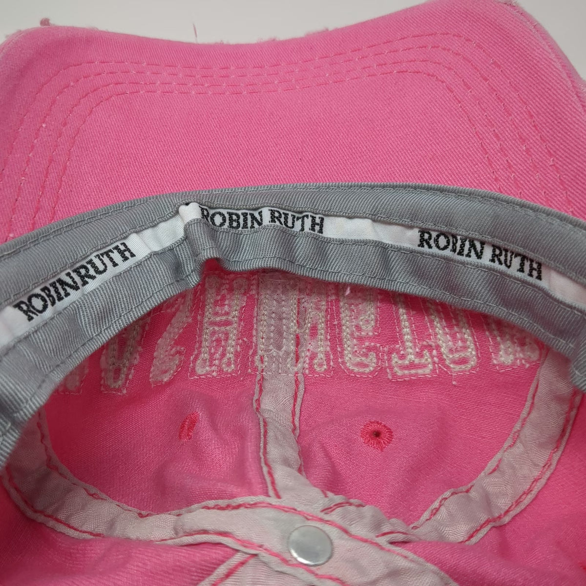 Robin Ruth Baseball Cap Pink One Size Washington DC Floral Distressed Hat