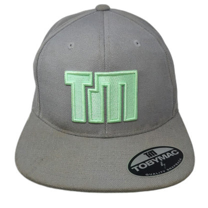 TobyMac Snapback Hat Gray One Size TM Logo I Just Need U Green Underbrim Yupoong
