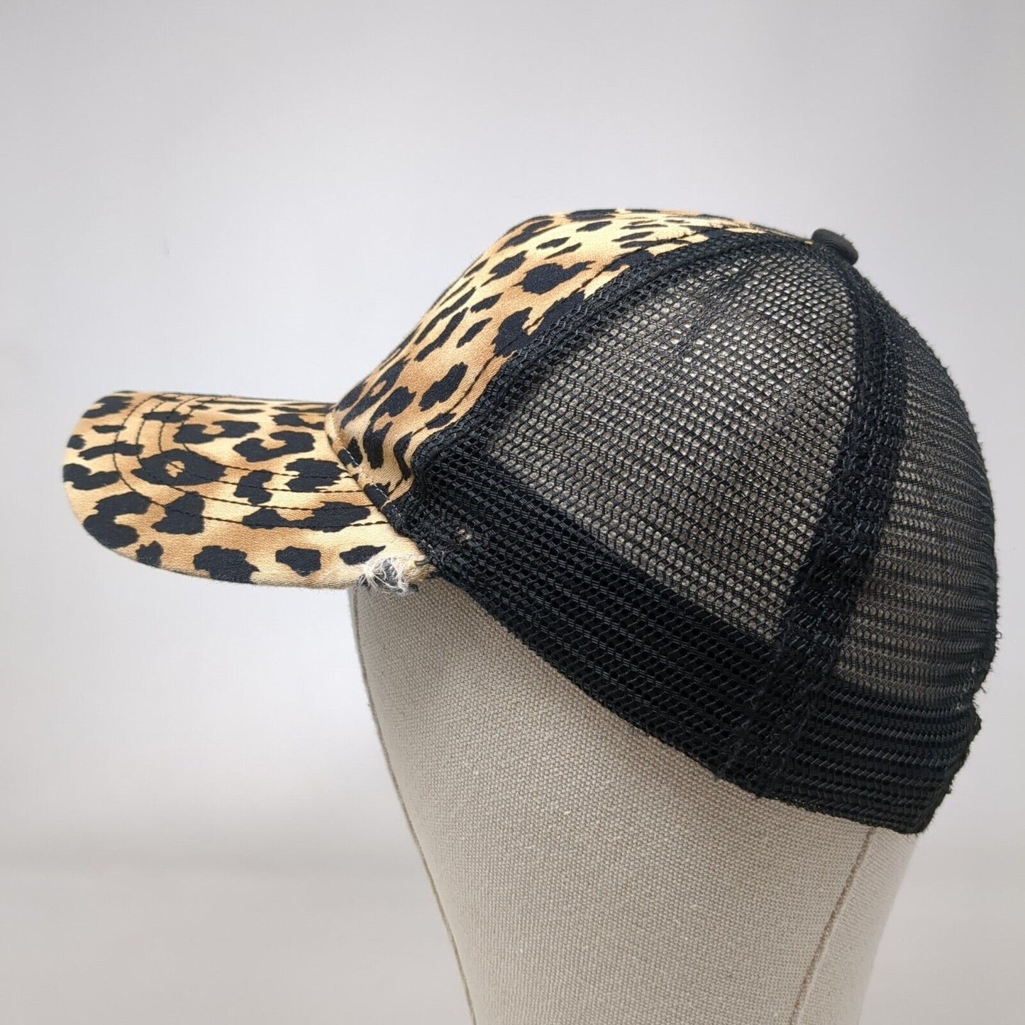 Leopard Snapback Mesh Back Trucker Hat Multi One Size Animal Print HG
