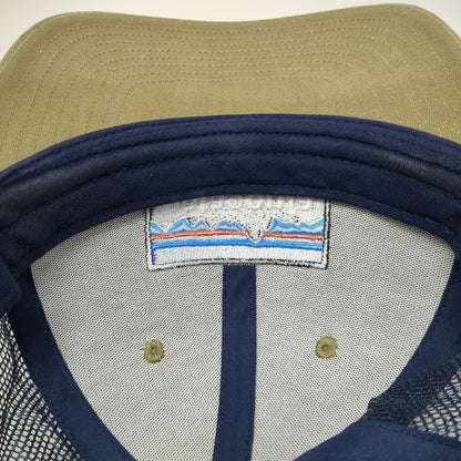 Patagonia Trucker Hat Beige Blue One Size Mesh Back Snapback Mountain Logo