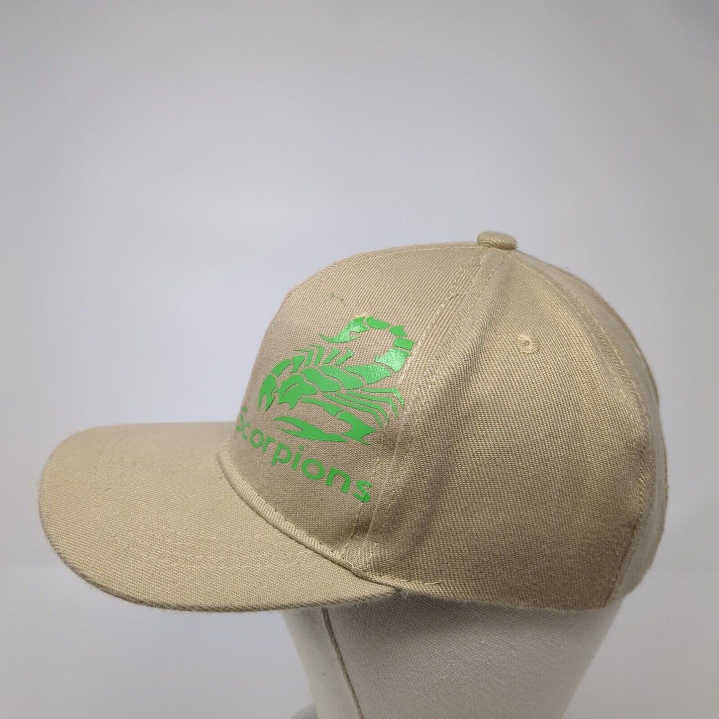 Scorpions Snapback Hat Tan One Size Adjustable Vented Holes 6 Panel