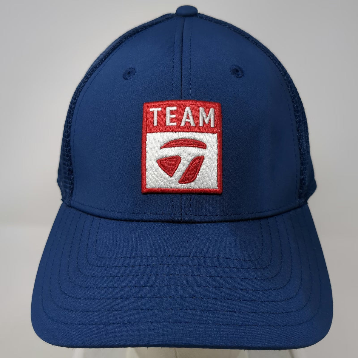 TaylorMade Baseball Cap Blue XL Mesh Team Logo Flexfit Golf Hat Curved Brim