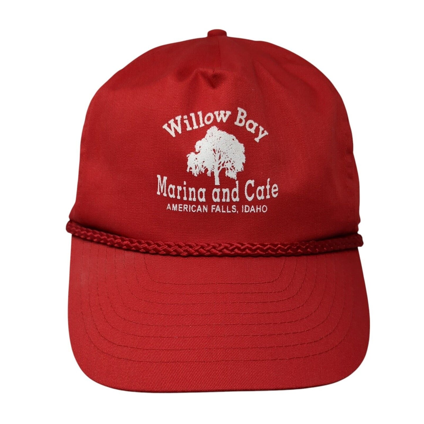 Willow Bay Marina and Cafe Snapback Rope Hat Red One Size Solid Nissin