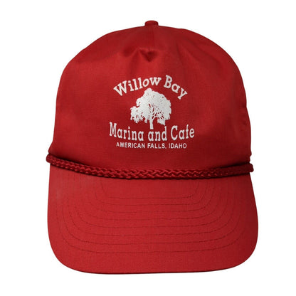 Willow Bay Marina and Cafe Snapback Rope Hat Red One Size Solid Nissin