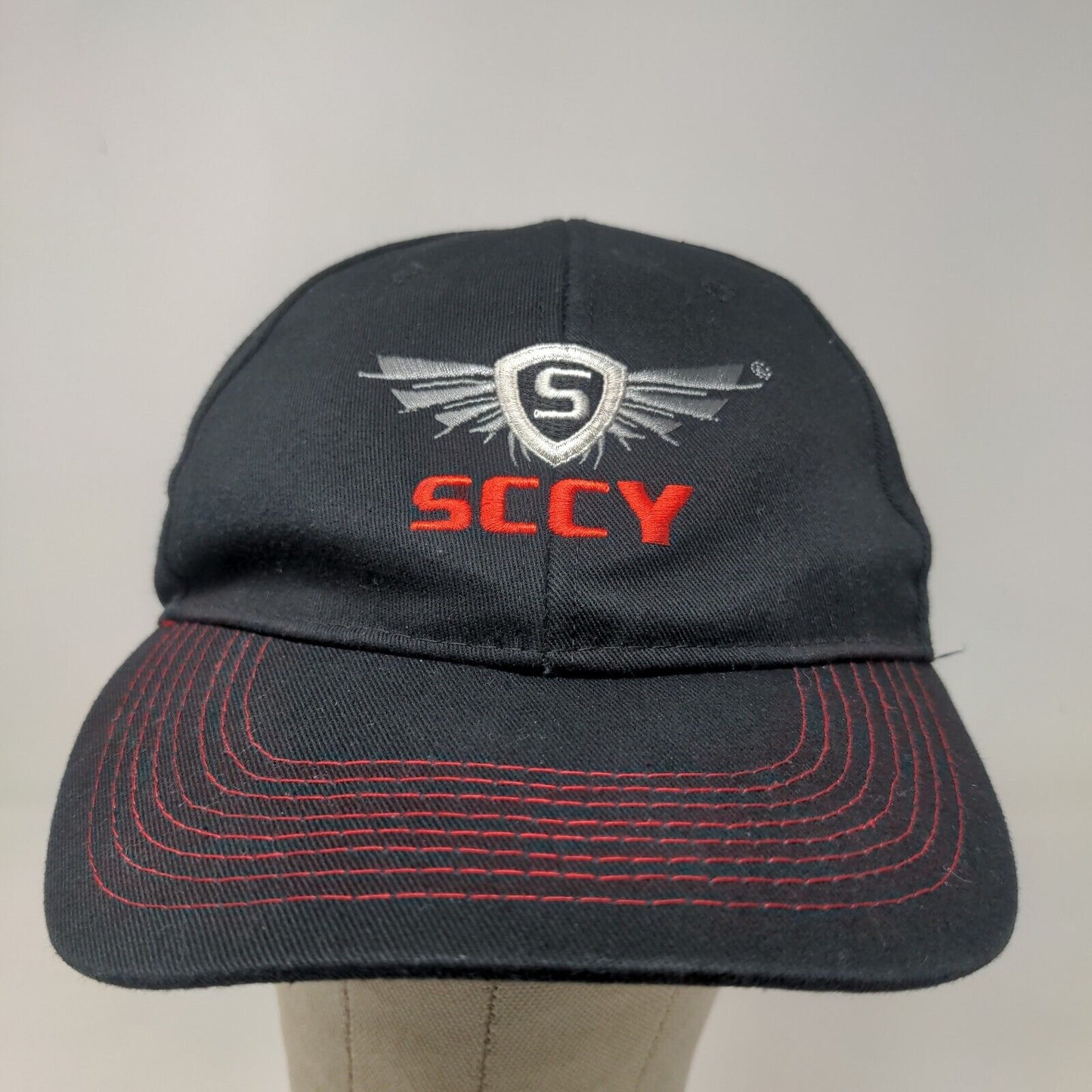 SCCY Men's Strapback Hat Black Size OSFM Embroidered Logo Cotton Firearms