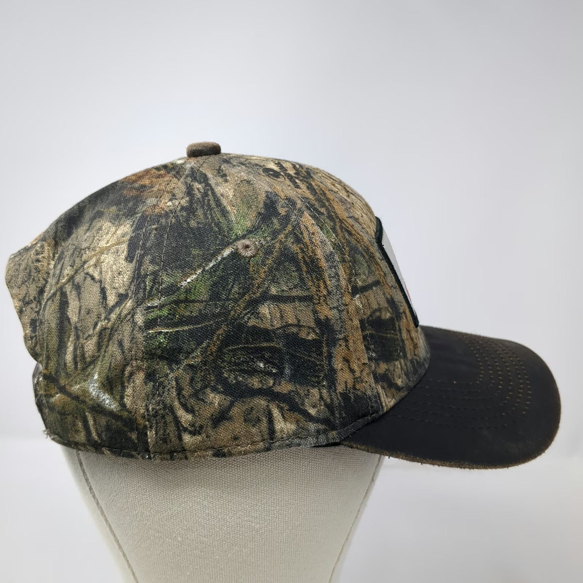Mossy Oak Snapback Brown Camo Hat One Size Patch Logo Distressed Hunting Fishing