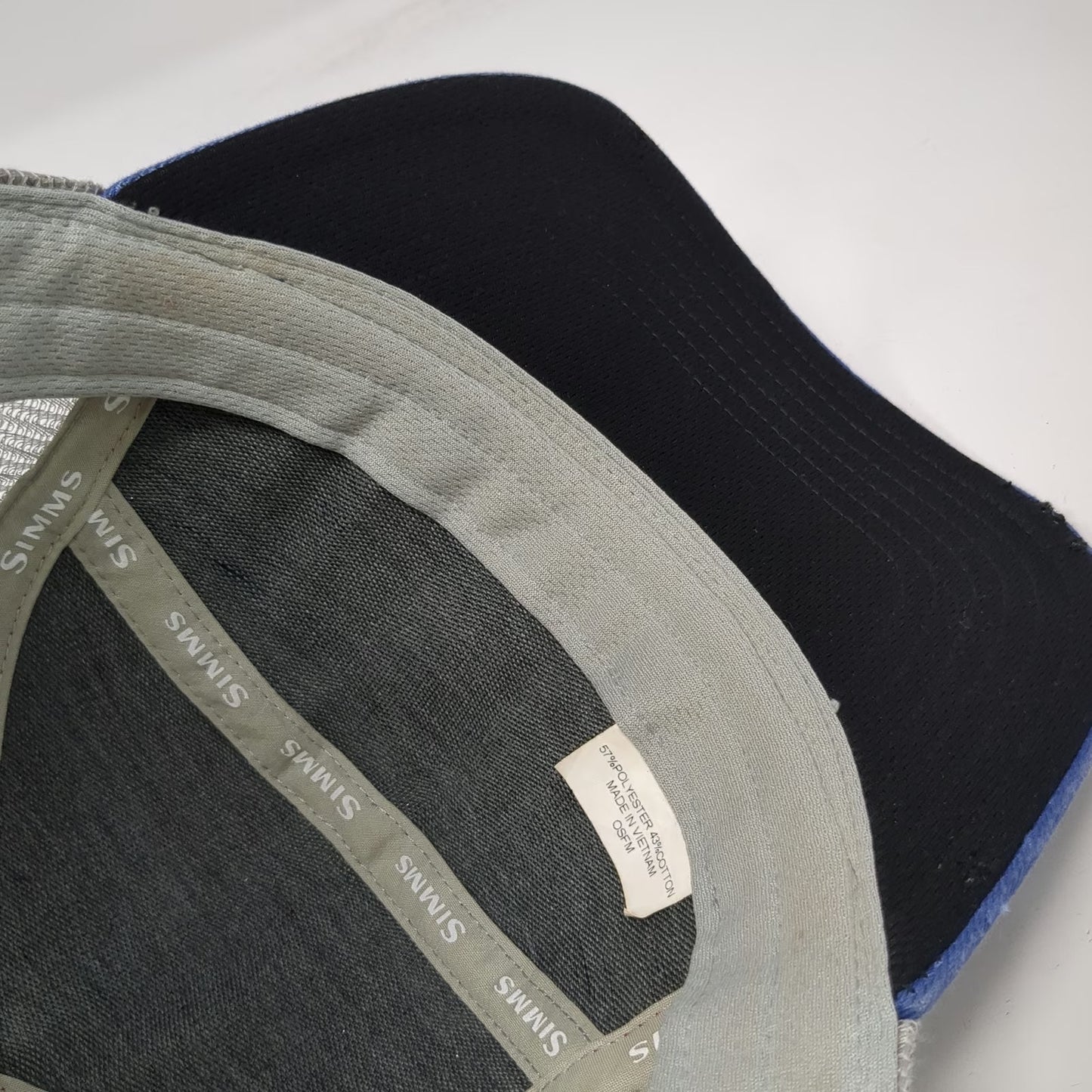 Simms Trucker Hat Blue One Size Outdoor Fishing Trout Mesh Back Snapback Hat
