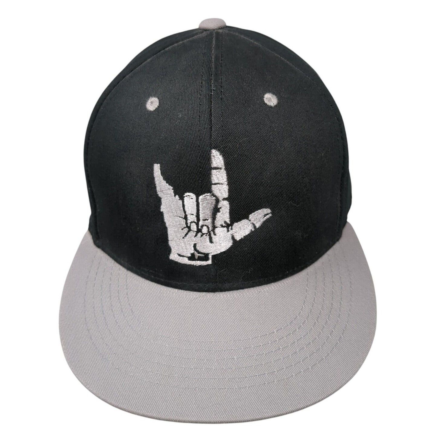 Shaka Sign Premium Snapback Hat Black One Size Adjustable Embroidered Cotton