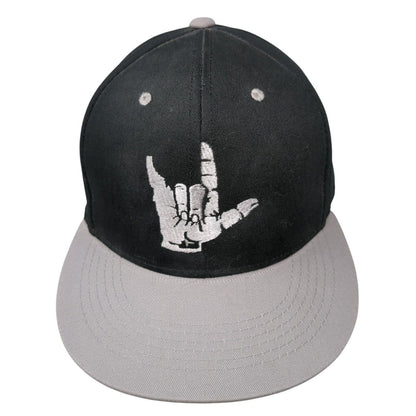 Shaka Sign Premium Snapback Hat Black One Size Adjustable Embroidered Cotton