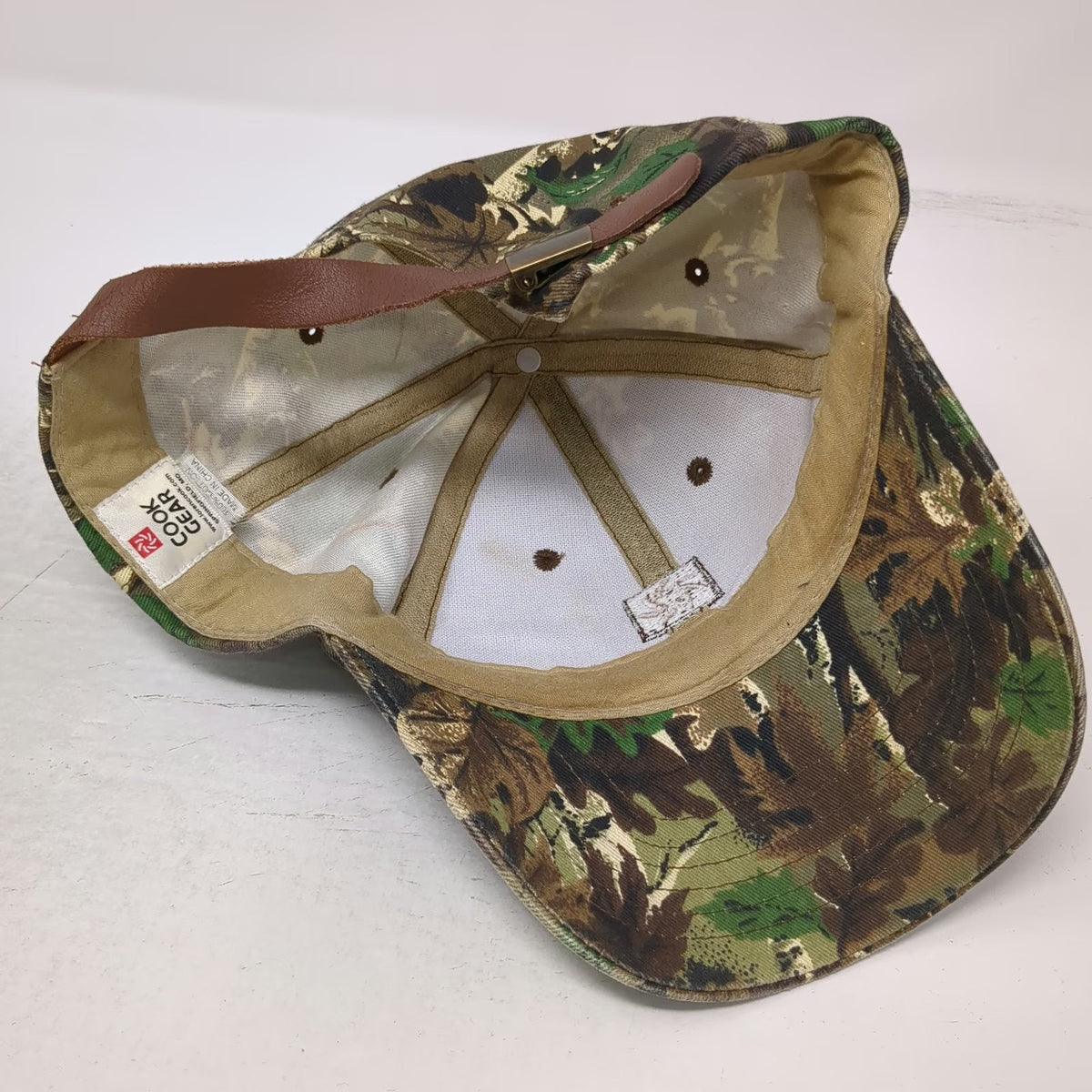 Cook Gear Baseball Cap Green Camo OS Slideback Leaf Pattern Embroidered Hat