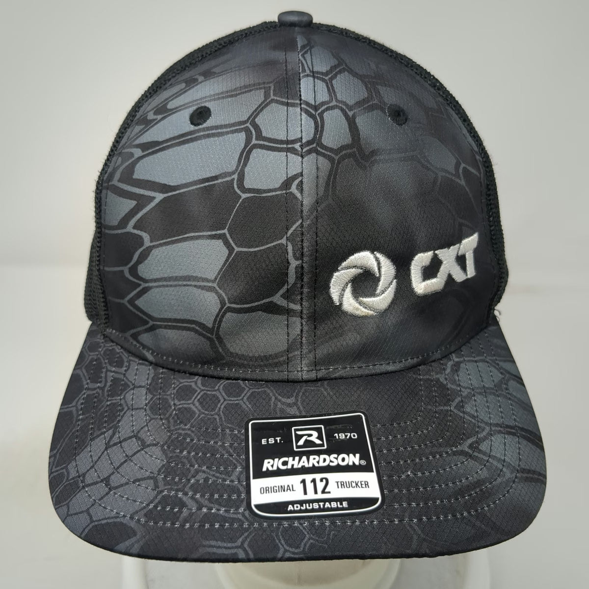 Richardson Trucker Hat Black One Size Camo Mesh Snapback CXT Logo Kryptek