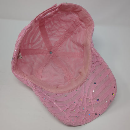 Unbranded Strapback Hat Pink One Size Sequin Bling Adjustable 6 Panel