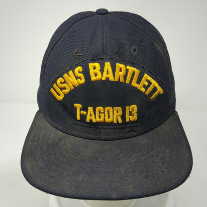 USNS Bartlett T-AGOR 13 Black One Size Trucker Hat Snapback Mesh Back Navy Ship