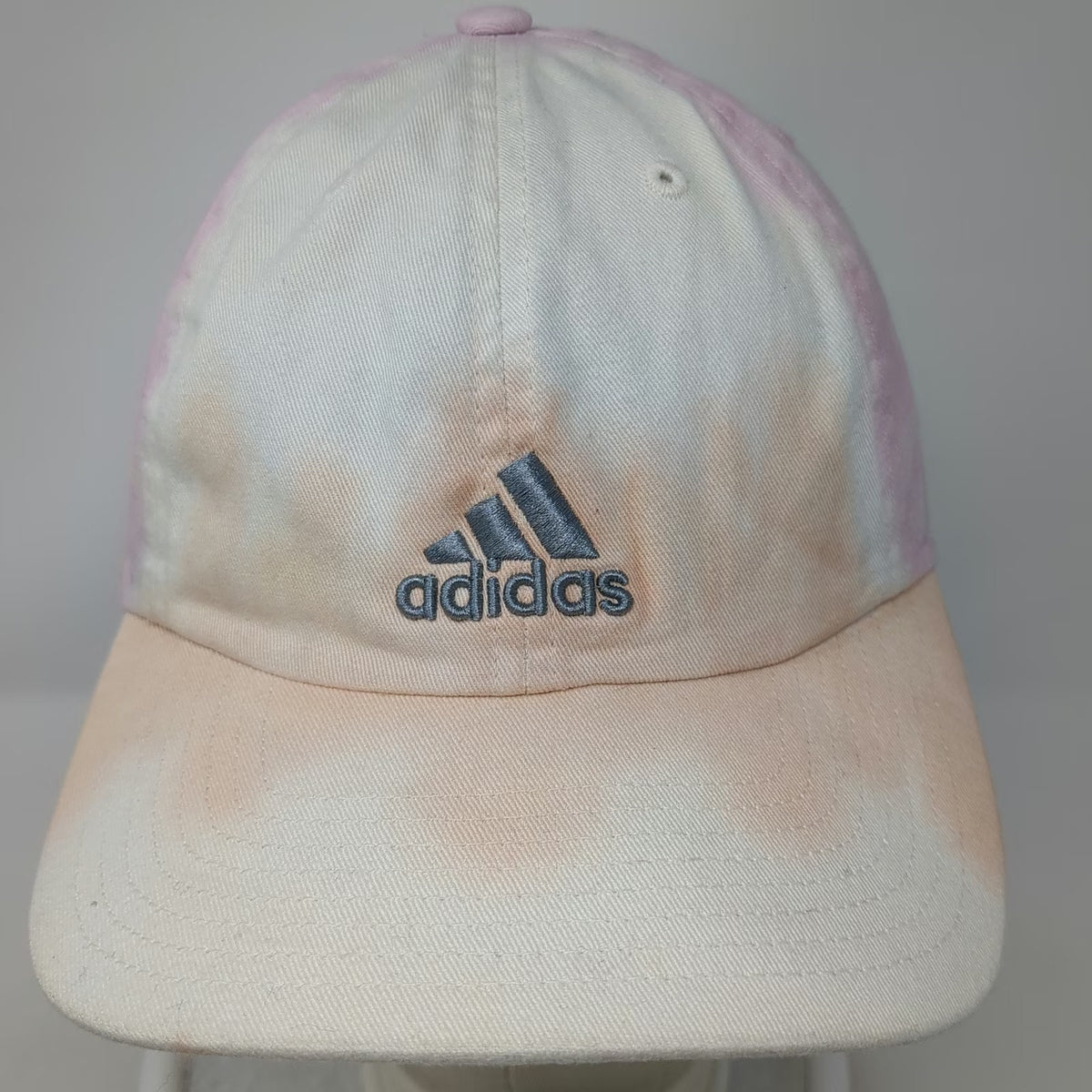 Adidas Baseball Cap White Pink Orange One Size Tie Dye Logo Slideback Cotton