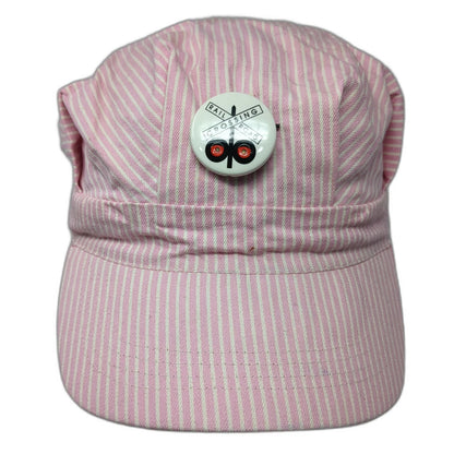 Army Cap Pink White One Size Hickory Stripe Railroad Crossing Pin Snapback Hat