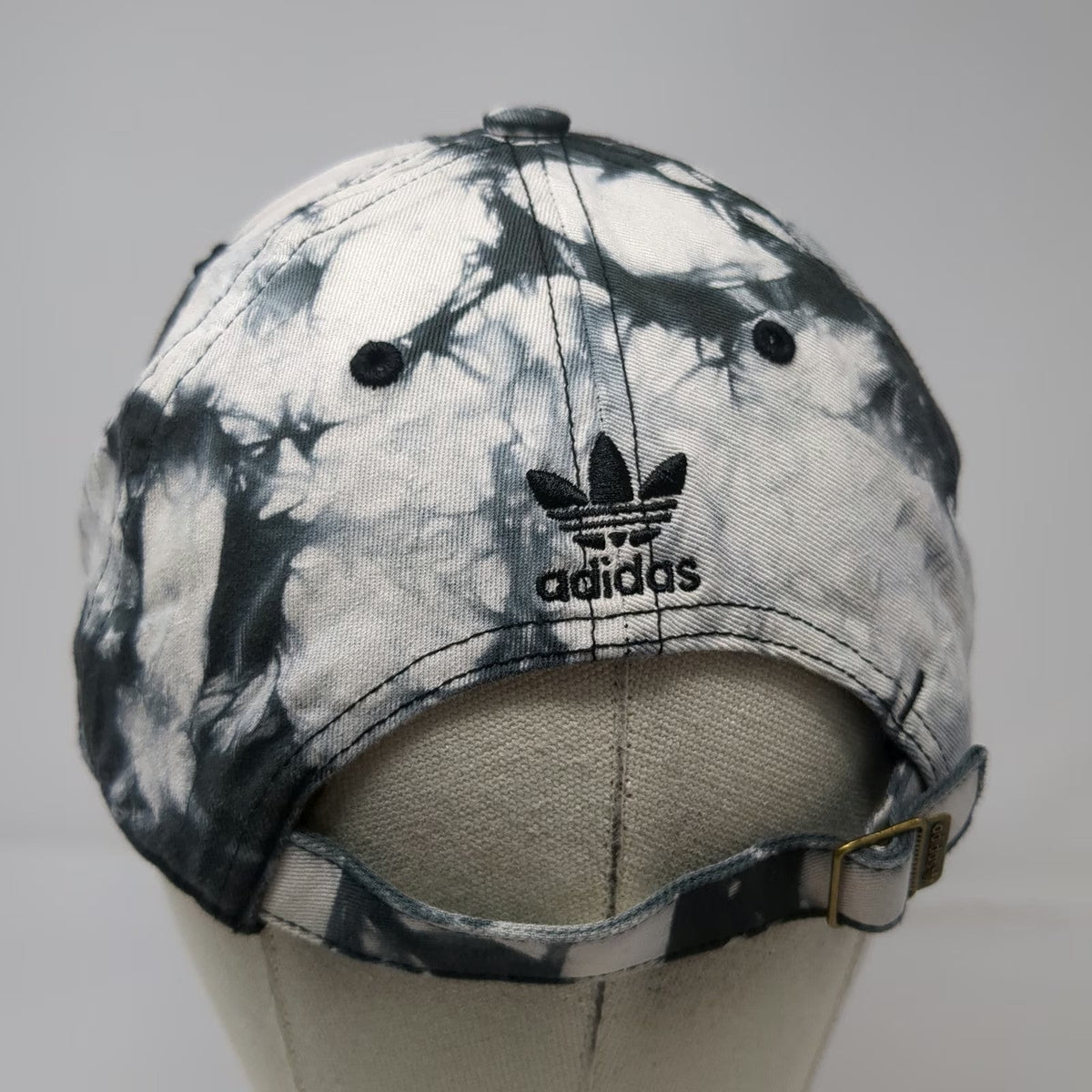 Adidas Baseball Cap White Black One Size Tie Dye Embroidered Trefoil Logo Hat
