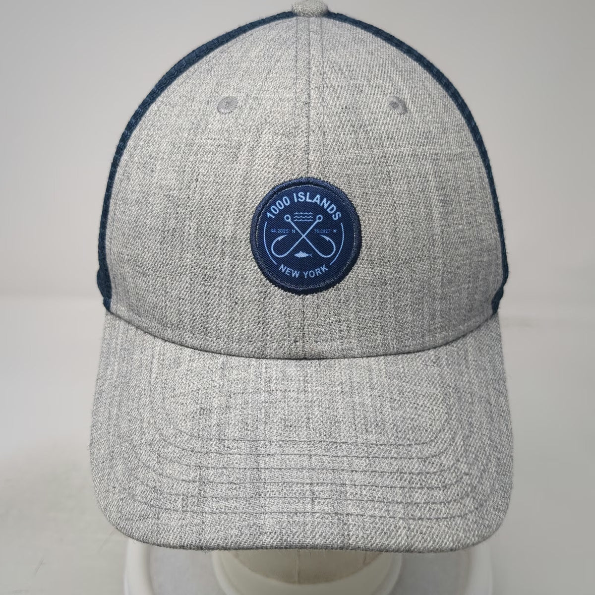 Legacy Trucker Hat Gray Blue One Size 1000 Islands New York Mesh Snapback Patch