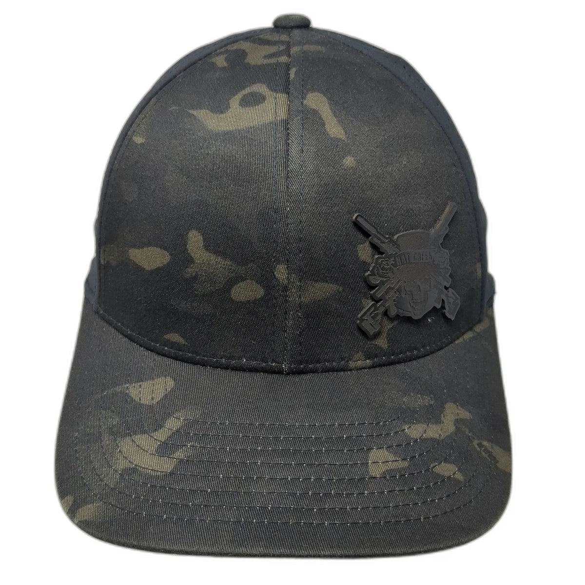 Branded Bills Baseball Cap Black Camo OSFM Hat Creek Patch Perforated Flexfit