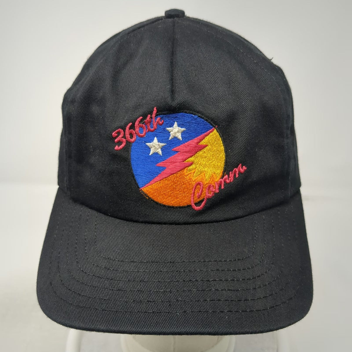 Black 5 Panel One Size Slideback 366th Comm Military Lightning Bolt Hat