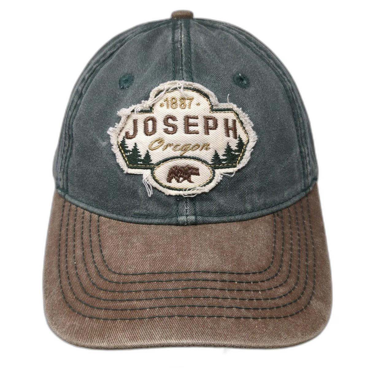 Blue 84 Baseball Cap Green Brown One Size Joseph Oregon Bear Patch Slideback hat