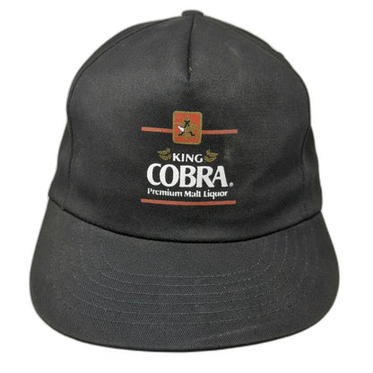 King Cobra Premium Malt Liquor Hat Black One Size 5 Panel Snapback Made in USA