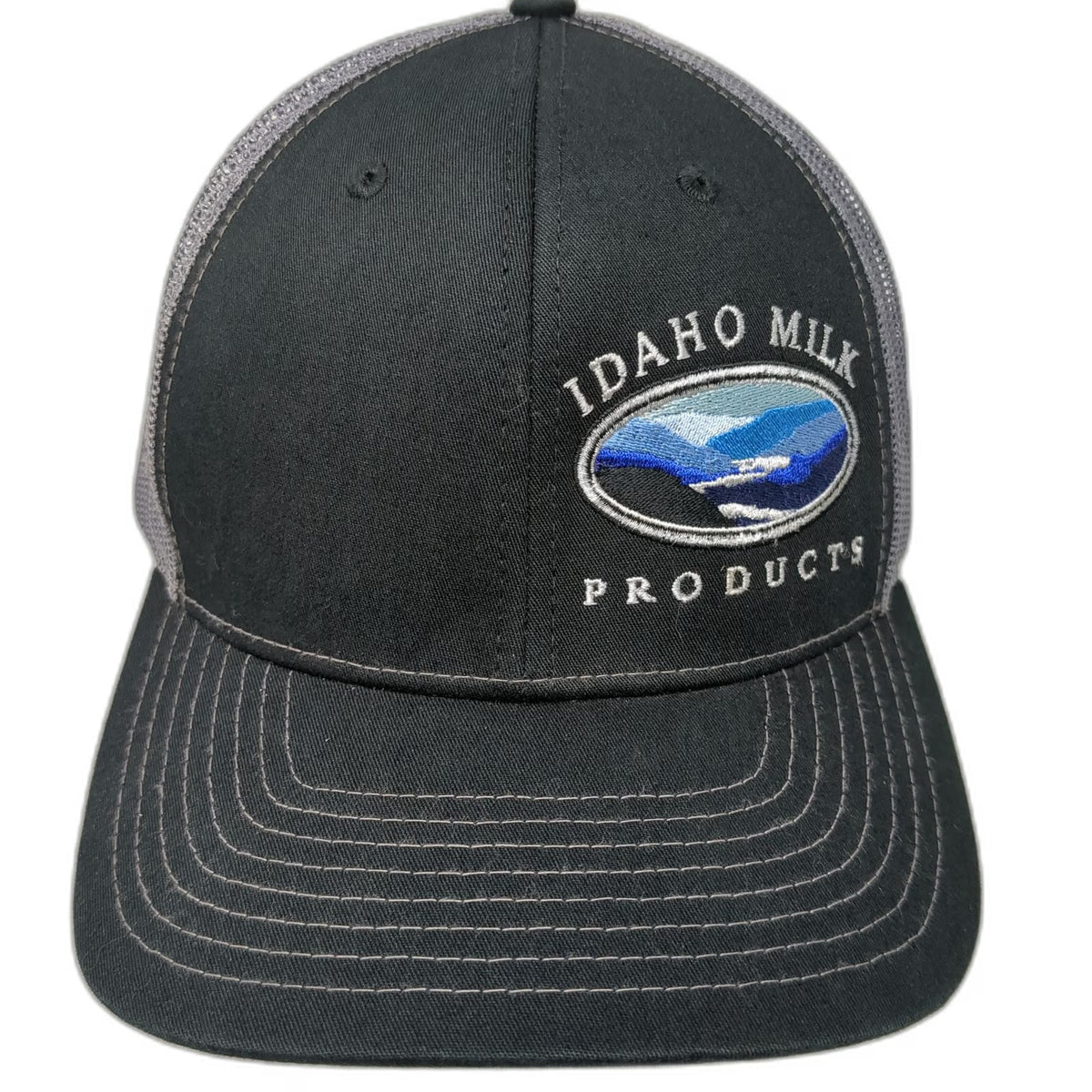Richardson Trucker Hat Black Gray One Size Snapback Mesh Idaho Milk Products