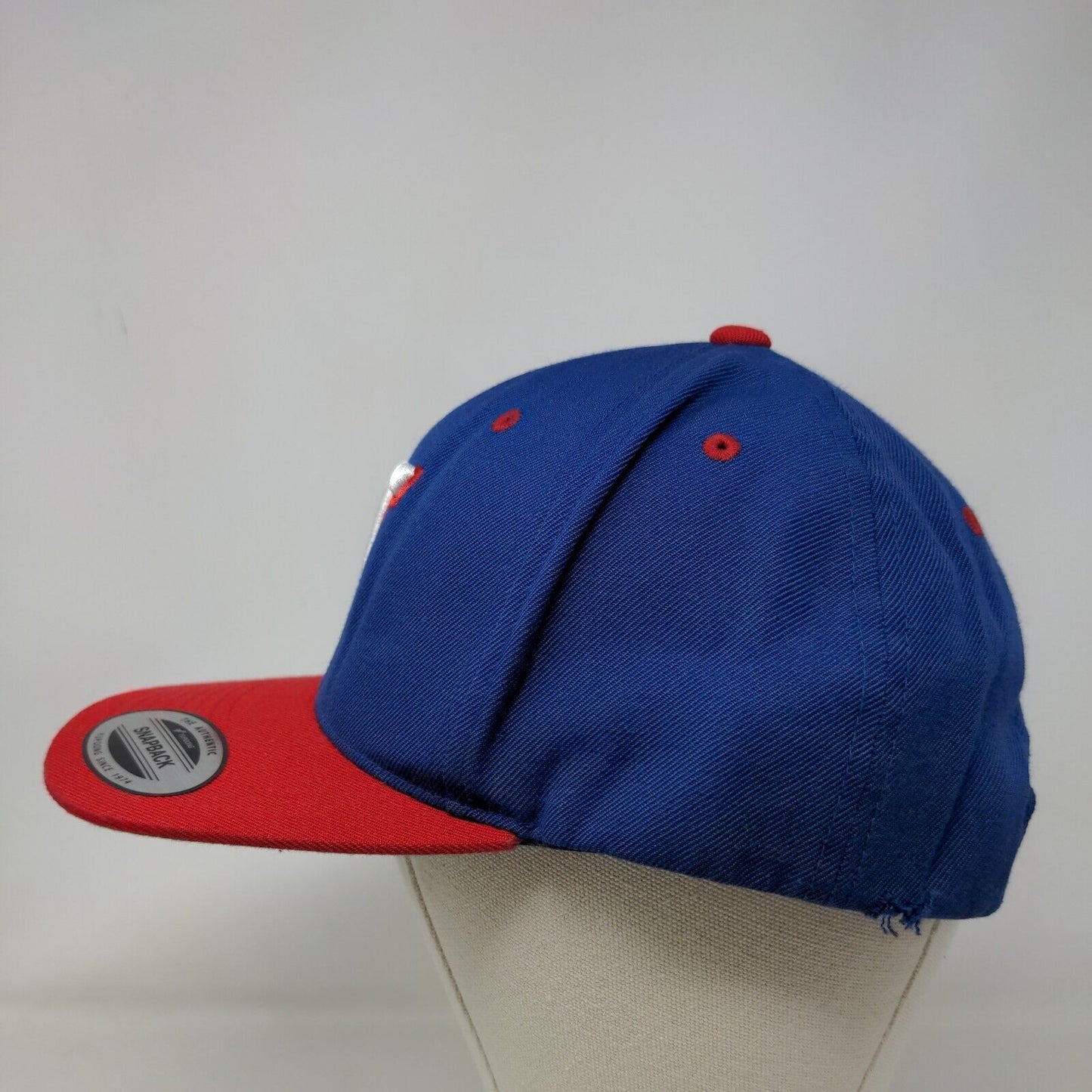 Sport Tek Men's Snapback Hat Blue Red OSFA Embroidered T Logo Acrylic Wool Blend