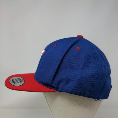 Sport Tek Men's Snapback Hat Blue Red OSFA Embroidered T Logo Acrylic Wool Blend