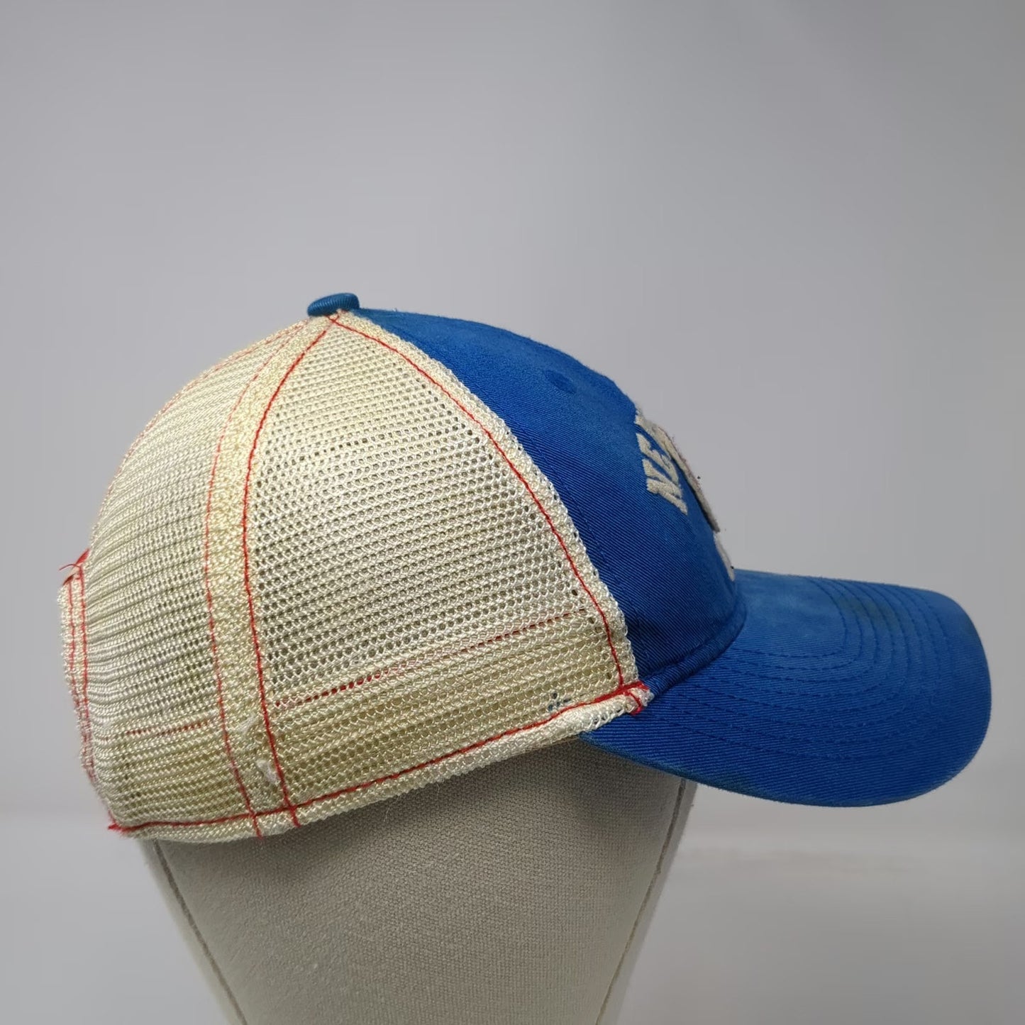 New York Giants NFL Reebok Trucker Hat Blue Beige Red One Size Snapback Mesh